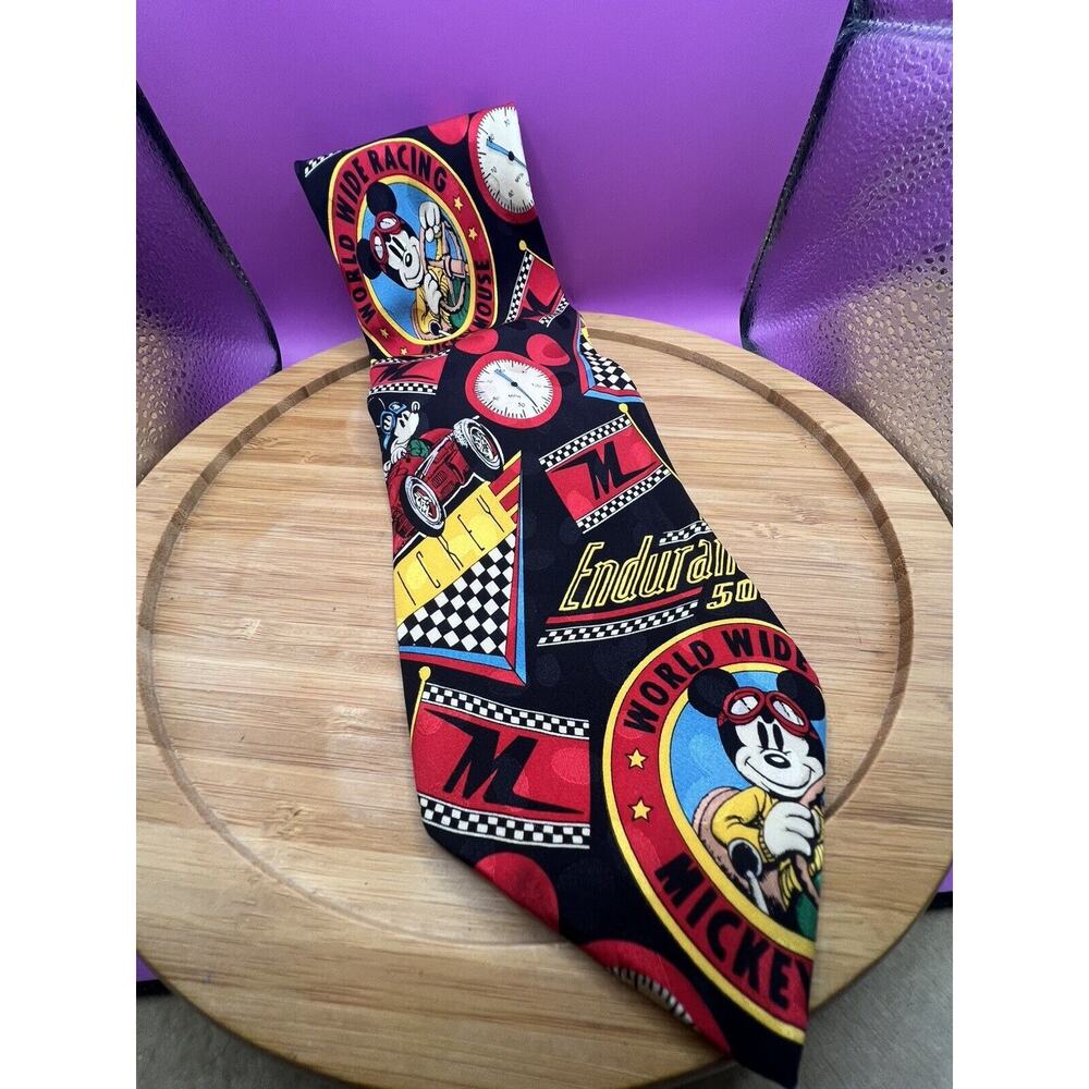 Mickey Inc. Endurance‎ Racing Mens Silk Tie Disney Mickey Mouse Driving Car